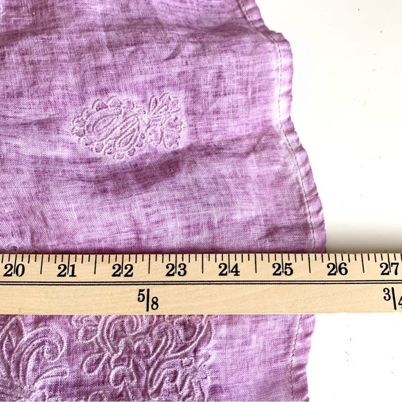 Chicos Embroidered Linen Lilac Top - Picture 10 of 10